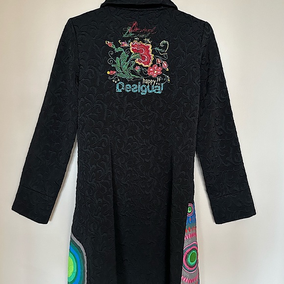 Desigual Vintage Woman’s Embroidered Long Coat, Mid-season, Size Eur 38 - Picture 2 of 6